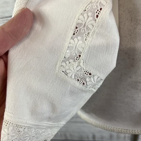 Vintage Ivory Handmade Dressing Bed Jacket Chemise Robe Lace Collar size L/XL - Picture 13 of 16